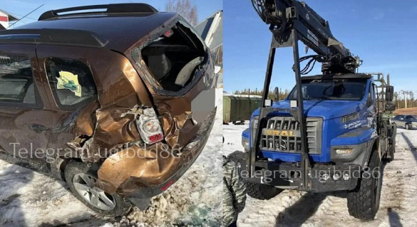 На трассе в ХМАО пьяный водитель грузовика протаранил машину с ребенком