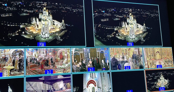 В ночь с 11 на 12 апреля окружная телерадиокомпания &laquo;Югра&raquo; показала в прямом эфире Пасхальное богослужение, которое в Кафедральном соборе Воскресения Христова провёл митрополит Ханты-Мансийский и Сургутский Павел