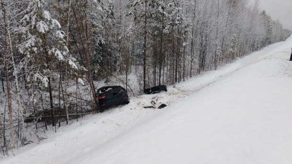 Иномарка улетела в кювет в Югре &mdash; пострадали два человека