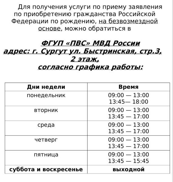 Порядок обращения за услугой приобретения гражданства РФ по рождению
