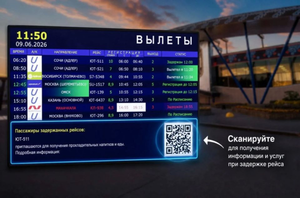 В аэропорту Сургута запустили QR-сервис для пассажиров задержанных рейсов В аэропорту Сургута запустили QR-сервис для пассажиров задержанных рейсов