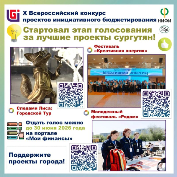 Сургутянам предлагают поддержать проекты X Всероссийского конкурса проектов инициативного бюджетирования